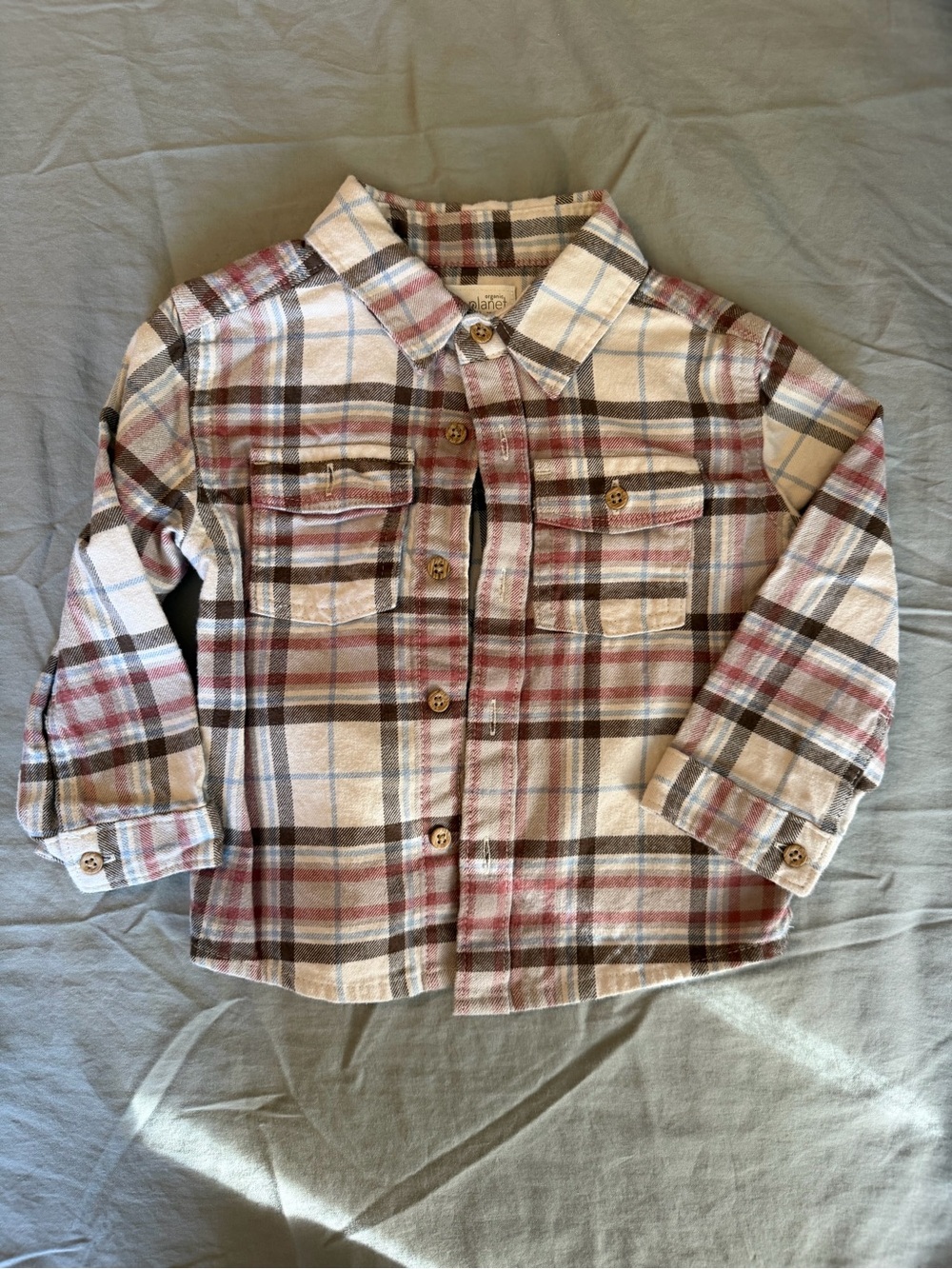 Kids Plaid Button-Down Shirt in Cream, Brown & Red
